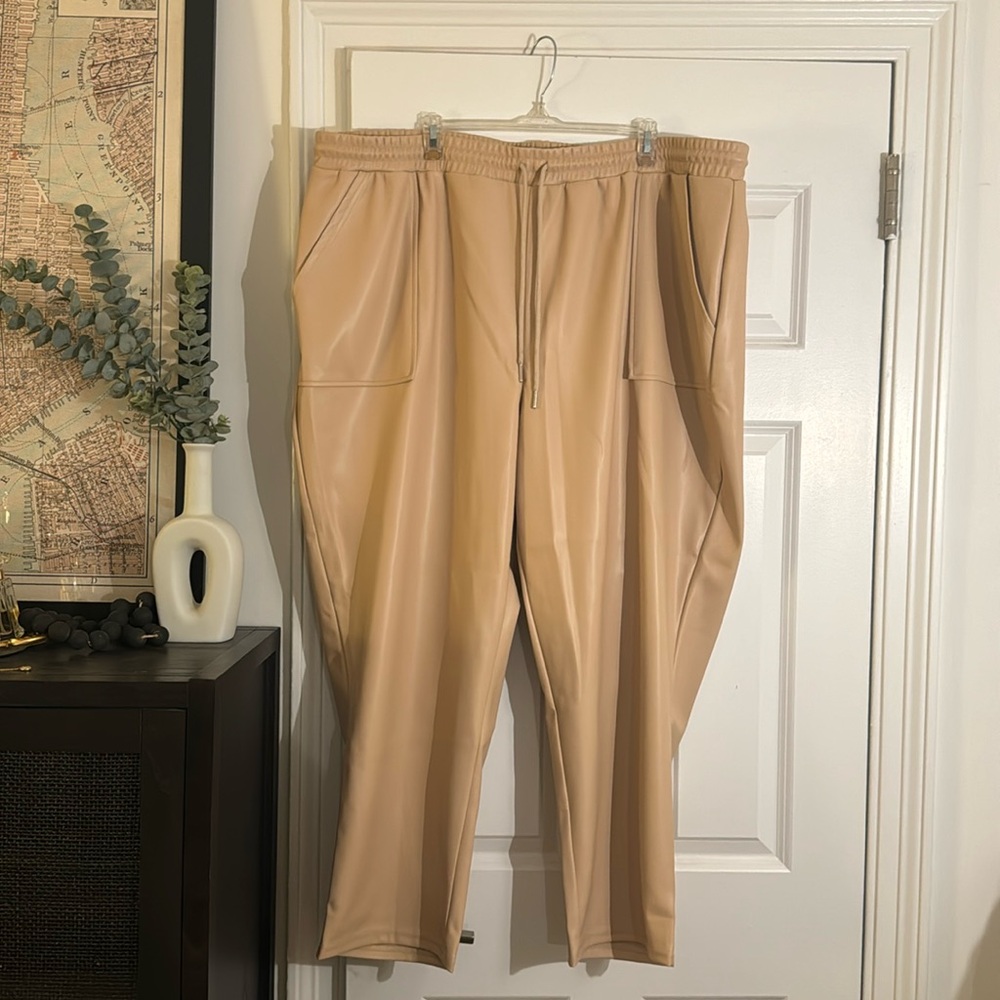 ASOS Tan Faux Leather Pants